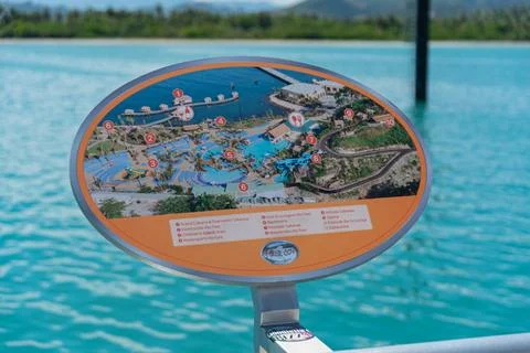 Resort map displayed by the water Stock Photos