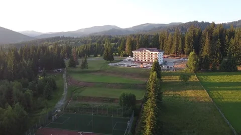 Resort in mountain landscape Stock Footage 156764507