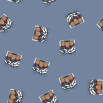 Resort mountain skiing vector seamless pattern Stock Illustration