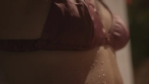 Resort Package 129 | closeup of wet woman bra breast arm stomach belly body Stock Footage 118525481