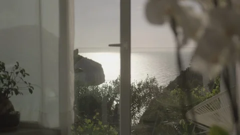 Resort Package 55 |ocean mountain view from hotel resort room home house Video stock 118450814