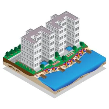 Resort on the shore. Stock Illustration