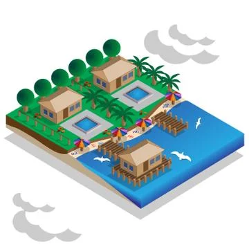Resort on the shore. Stock Illustration
