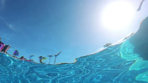 Resort swimming pool point of view of the tropical climate in 4K Stock Footage 88343904