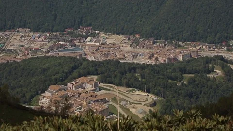Resort town in the mountains Stock Footage 73362043