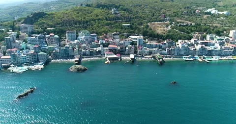 Resort town on the seashore Stock Footage 138933131