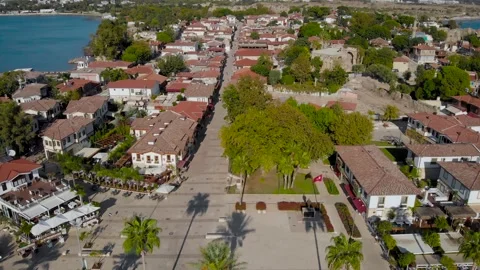 The resort town of Side in Turkey. High view of the historic center of the Stock Footage 145345153