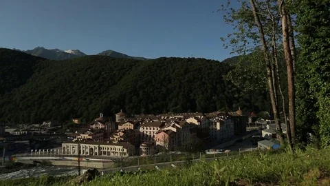 Resort village in the mountains Stock Footage 73364696
