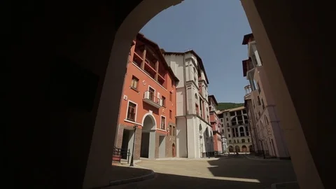 Resort village in the mountains Stock Footage 74415510