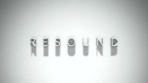 Resound 3D title animation with shadows on a white background Stock Footage 297572549