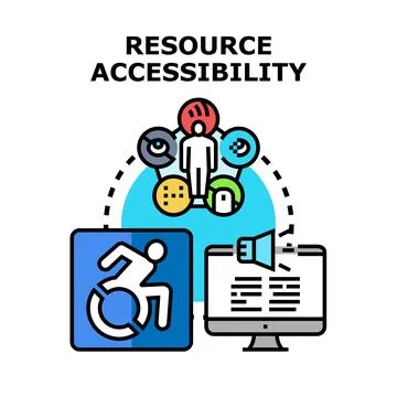 Resource accessibility for people with disabilities concept Stock Illustration