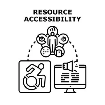 Resource accessibility for people with disabilities concept Stock Illustration