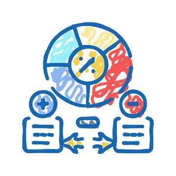 Resource allocation business process icon doodle illustration Stock Illustration