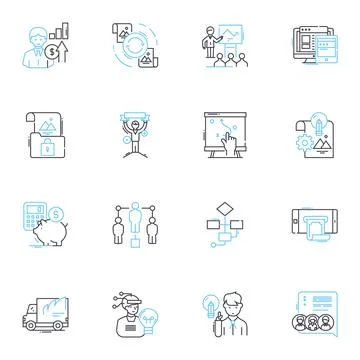 Resource Allocation linear icons set. Allocation, Optimization, Planning イラスト素材