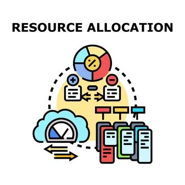 Resource allocation planning distributing computing power and budget 库存插图
