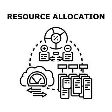 Resource allocation planning distributing computing power and budget 스톡 일러스트