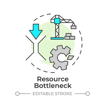 Resource bottleneck flat linear concept icon Stock Illustration