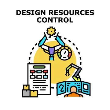 Resource design controlling production process with automation Illustrazione stock