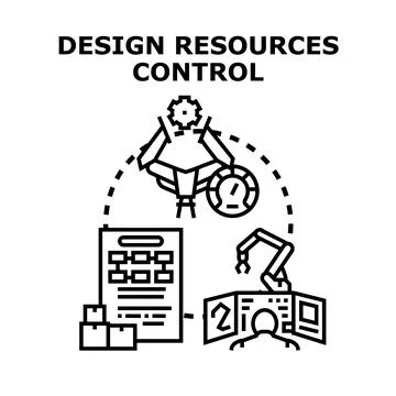 Resource design controlling production process with automation Illustrazione stock