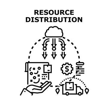 Resource distribution concept with data and logistics management Stock Illustration