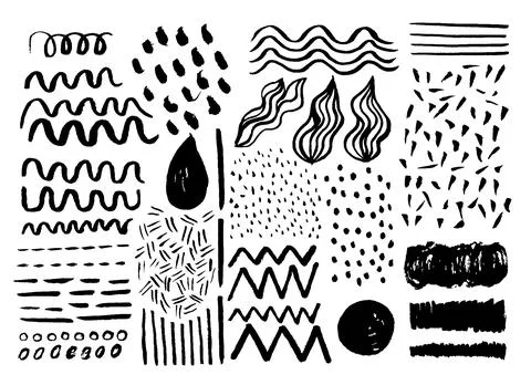 Resource of doodles, handmade marks with felt-tip pen. Graphic elements for.. Stock Illustration