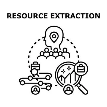 Resource extraction and data analysis concept Stock Illustration