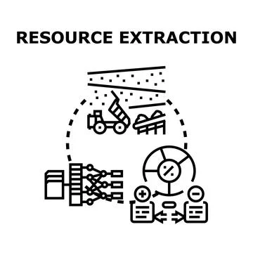 Resource extraction data mining and financial analysis Stock Illustration