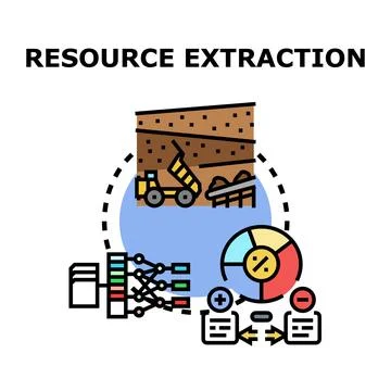 Resource extraction data mining and financial analysis Stock Illustration
