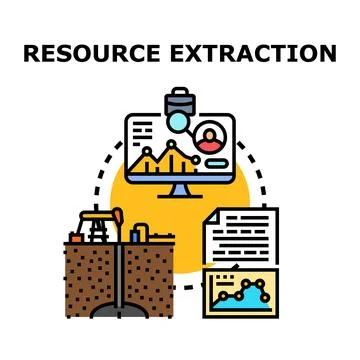 Resource extraction process with data analysis and documentation Stock Illustration