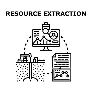 Resource extraction process with data analysis and documentation Stock Illustration