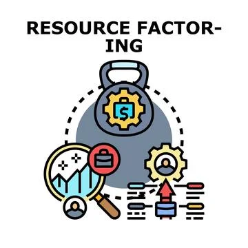 Resource factoring process for business optimization and financial growth Stock Illustration