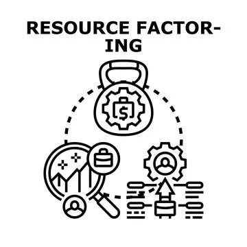 Resource factoring process for business optimization and financial growth Stock Illustration