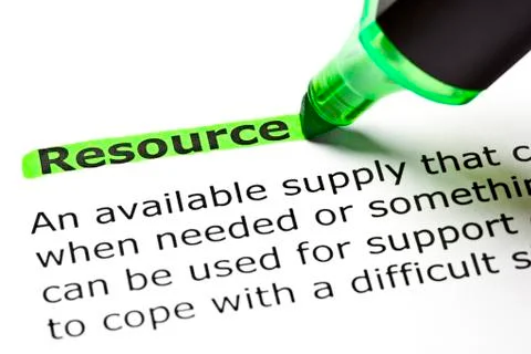 'resource' highlighted in green Stock Photos