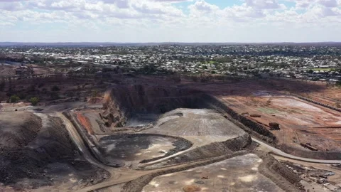 Resource industry Junction mine with open pit and plant Broken Hill city 4k. Stock Footage 171213456