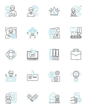 Resource management linear icons set. Allocation, Optimization, Distribution 스톡 일러스트