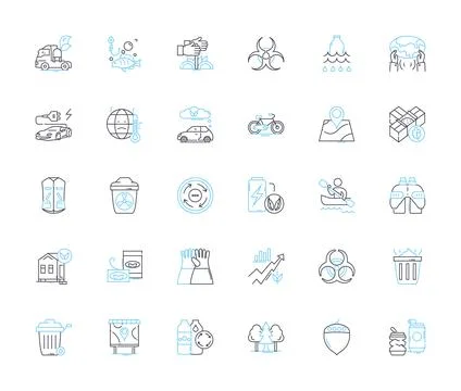 Resource management linear icons set. Allocation, Inventory, Utilization Stock Illustration