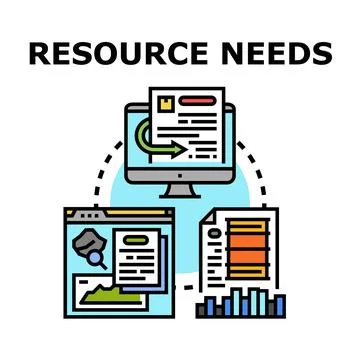 Resource needs planning and management concept Stock Illustration