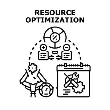 Resource optimization planning and efficiency management concept Stock Illustration
