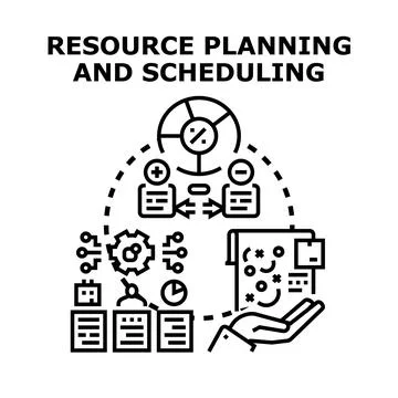 Resource planning and scheduling optimizing business management tasks Stock Illustration