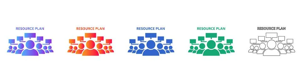 Resource Planning Team Vector Icon Set Stock Illustration