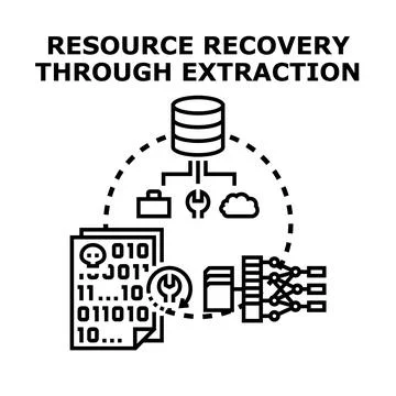 Resource recovery extracting data for innovation process Stock Illustration