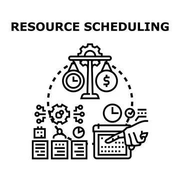 Resource scheduling concept balancing time and money Stock Illustration