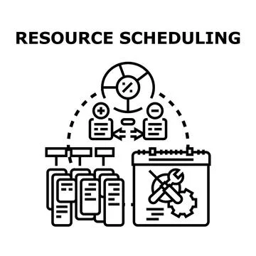 Resource scheduling optimizing allocation and planning strategy Stock Illustration