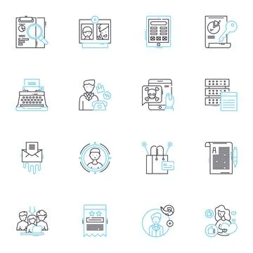 Resource Strategy linear icons set. Alignment, Agility, Allocation , Analytics Stock Illustration