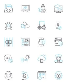 Resource utilization linear icons set. Optimization, Efficiency, Capacity Stock-Illustration