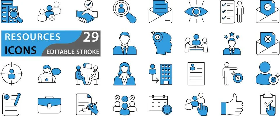 Resources blue icon set Stock Illustration
