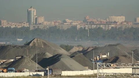 Resources in front of city Stock Footage 78796340