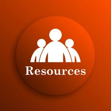Resources icon. Internet button on orange background. Stock Illustration
