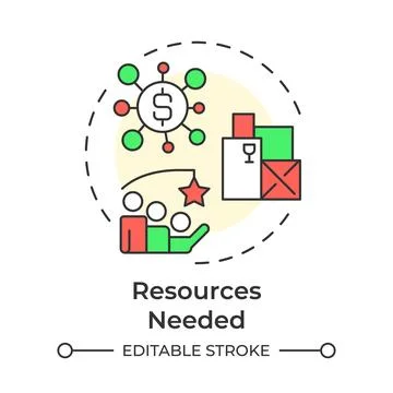 Resources needed multi color concept icon Illustrazione stock