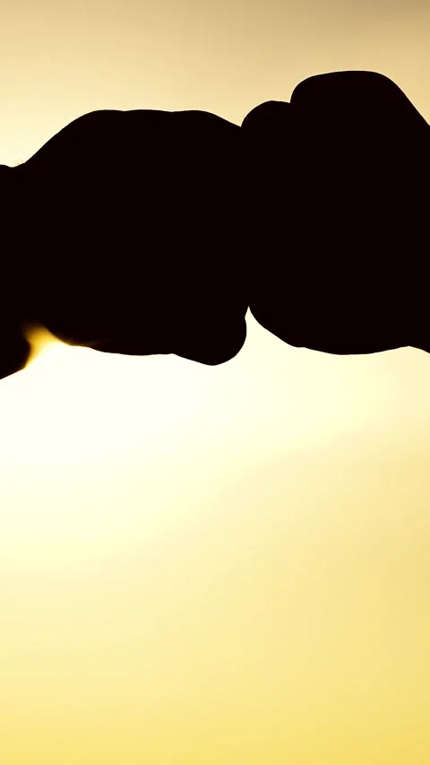 Respect gesture evening, integrity shadows dusk, friendship silhouette sunset Stock Footage 277305169